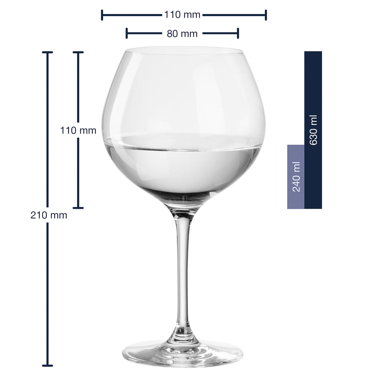 SET ČAŠA  2 dela   - providno/prozirna, Osnovno, staklo (22,6/21,5/11,5cm) - Leonardo