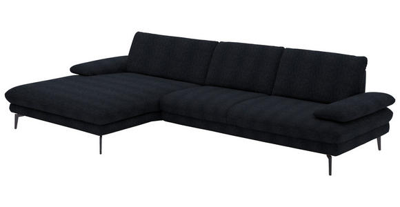 ECKSOFA in Chenille Schwarz  - Schwarz, Design, Textil/Metall (180/310cm) - Dieter Knoll