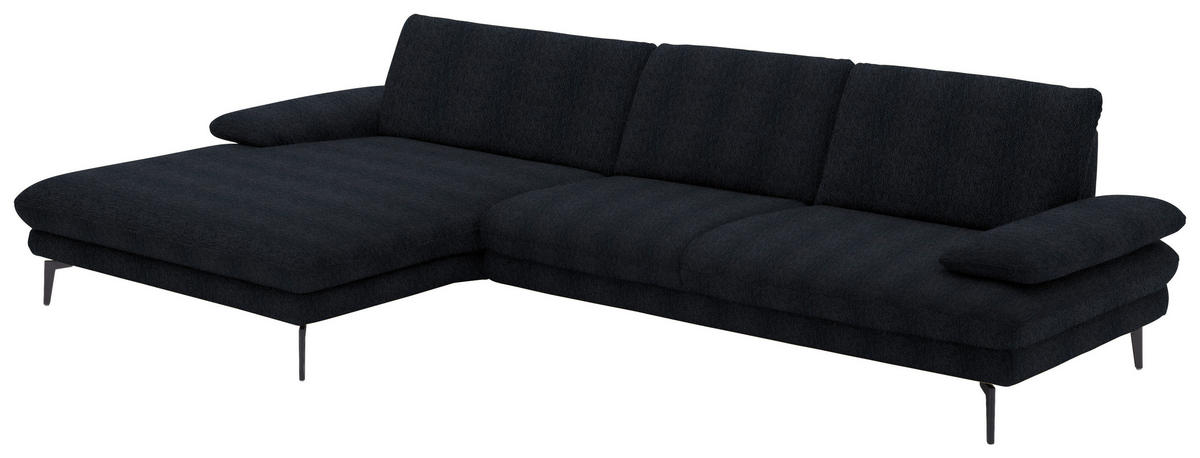 ECKSOFA in Chenille Schwarz  - Schwarz, Design, Textil/Metall (180/310cm) - Dieter Knoll