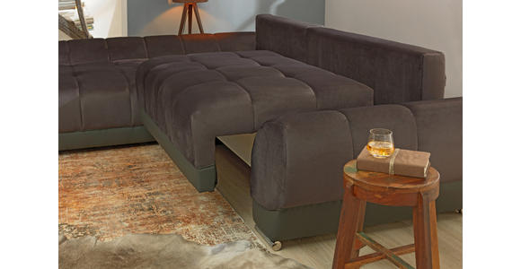 ECKSOFA in Grün, Weiß, Dunkelgrau  - Dunkelgrau/Weiß, MODERN, Textil/Metall (192/290cm) - Carryhome