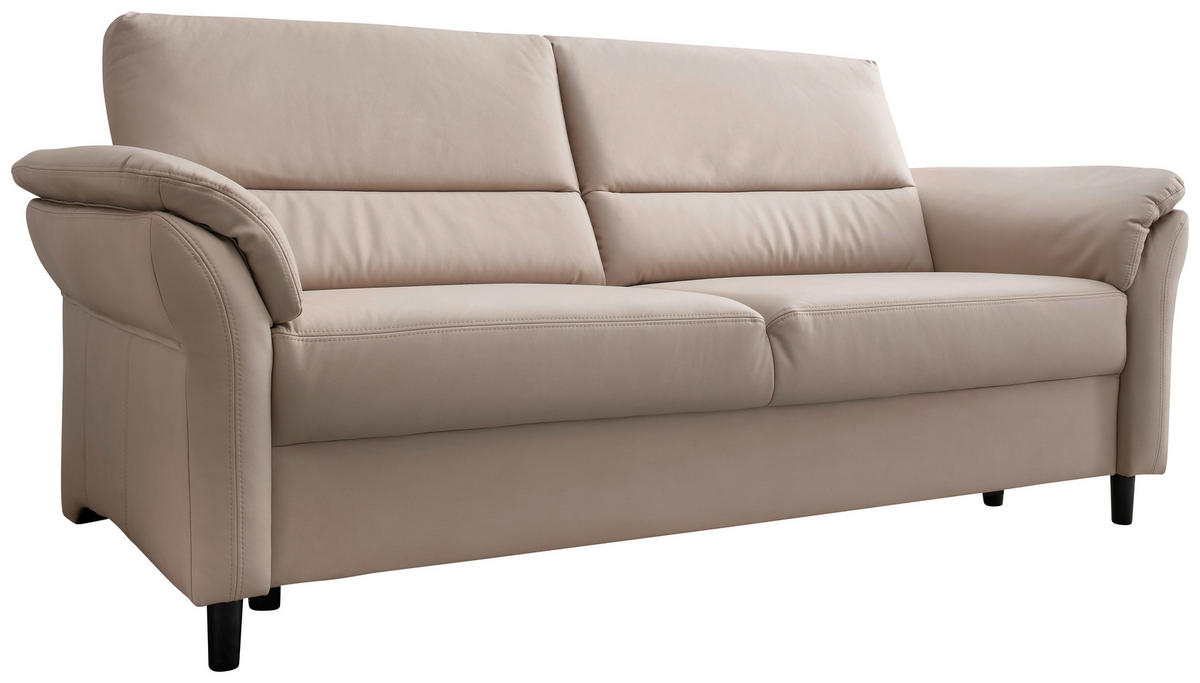 3-SITZER-SOFA in Lederlook Beige  - Beige/Schwarz, MODERN, Holz/Textil (192/90/89cm) - Livetastic