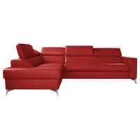 ECKSOFA Lederlook Echtleder Rot  - Chromfarben/Rot, Design, Leder/Textil (208/286cm) - Livetastic