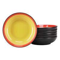SUPPENTELLERSET Rot, Schwarz, Hellgelb 6-teilig Steinzeug Hot Red  - Rot/Hellgelb, Trend, Keramik (22/5cm) - Creatable
