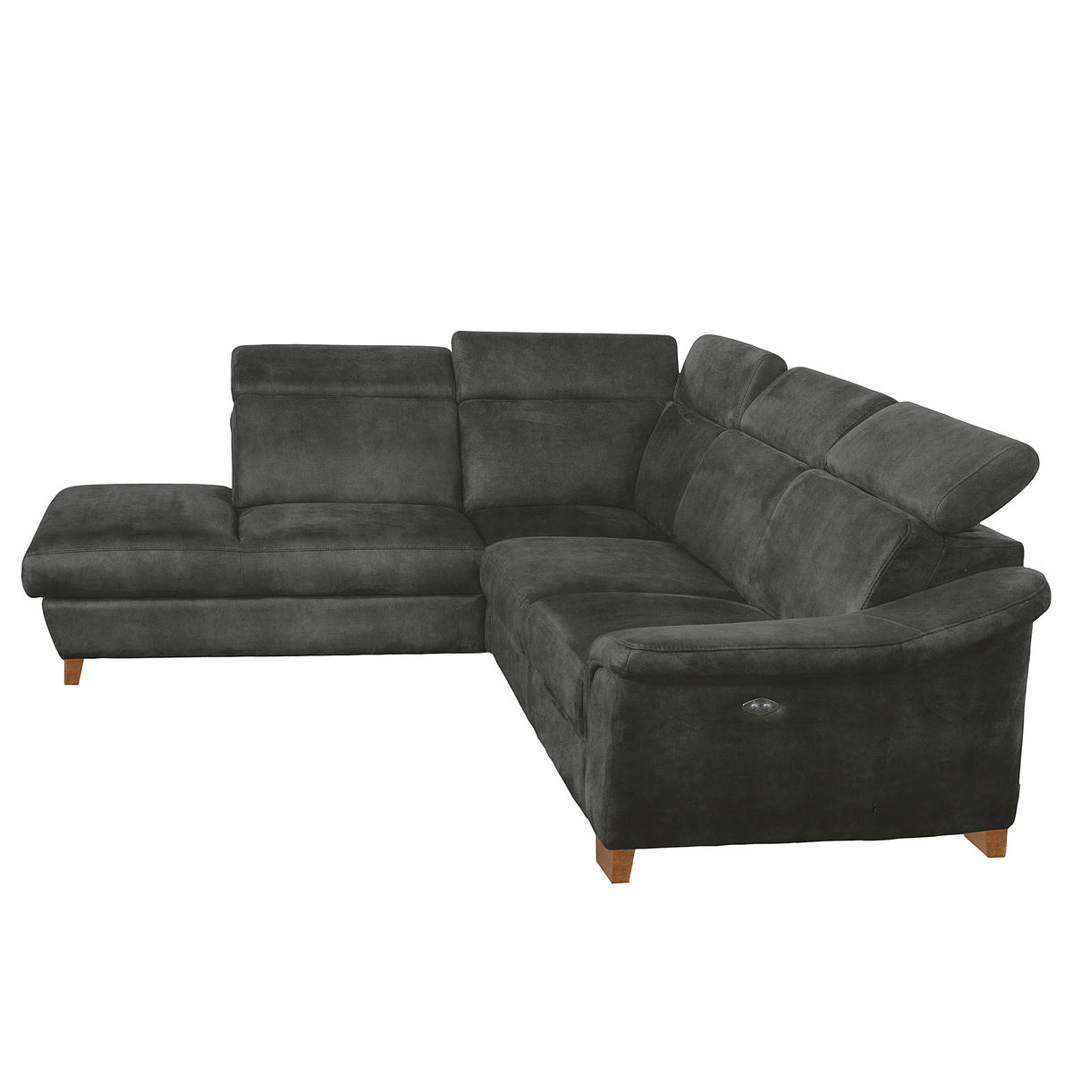ECKSOFA Mikrofaser Anthrazit  - Anthrazit/Naturfarben, Design, Holz/Textil (238/276cm) - Livetastic