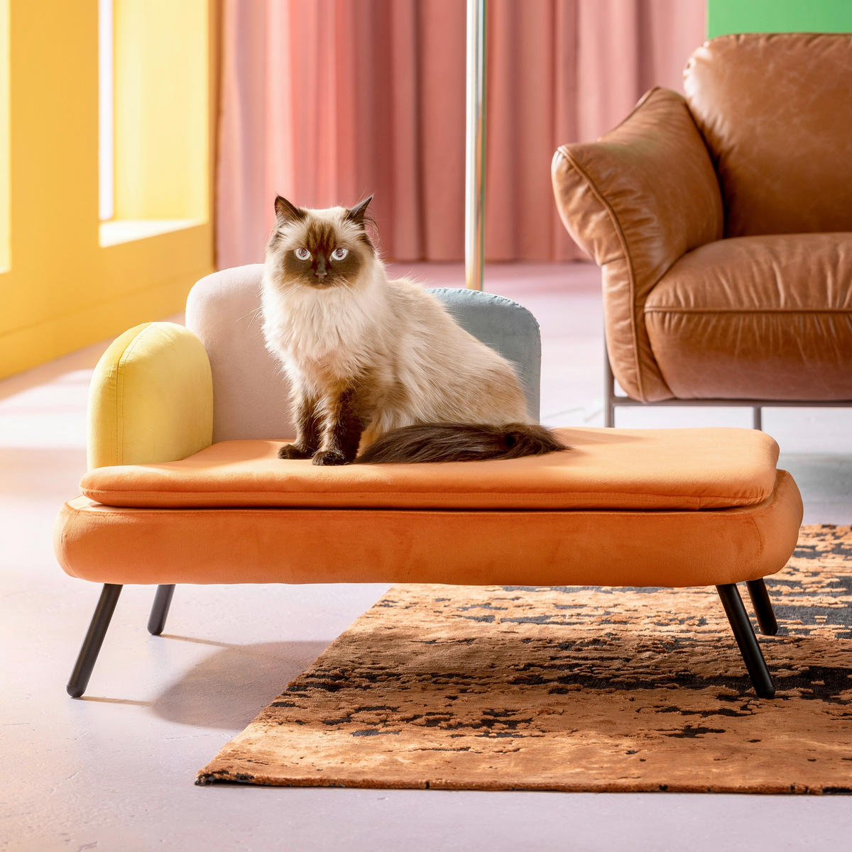 KATZENSOFA - Orange, Basics, Textil/Metall (85/47/54cm) - Kare-Design