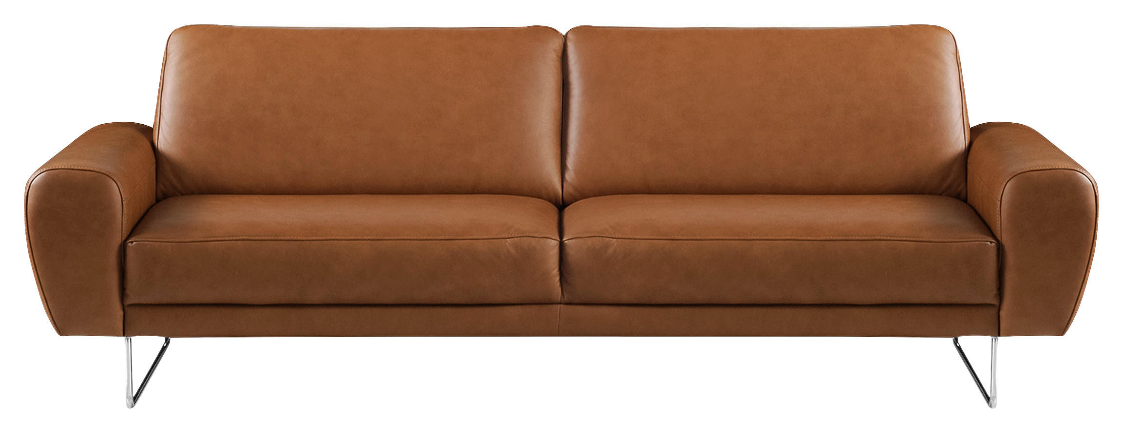 3-SITZER-SOFA in Echtleder Cognac  - Chromfarben/Cognac, Design, Leder/Metall (207/85/92cm) - Livetastic