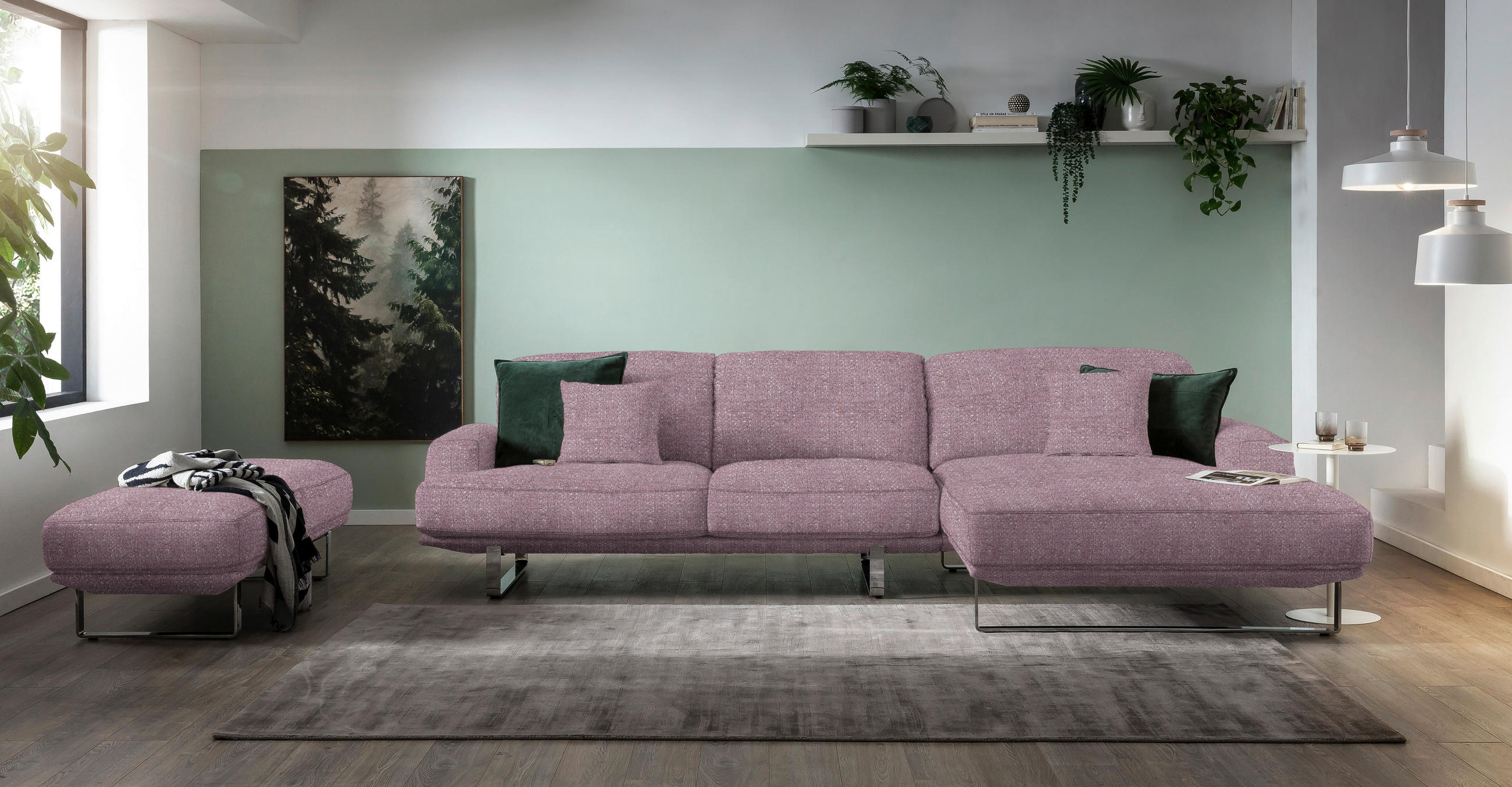 ECKSOFA Lesina Flieder Webstoff  - Flieder, Design, Textil/Metall (304/184cm) - Dieter Knoll