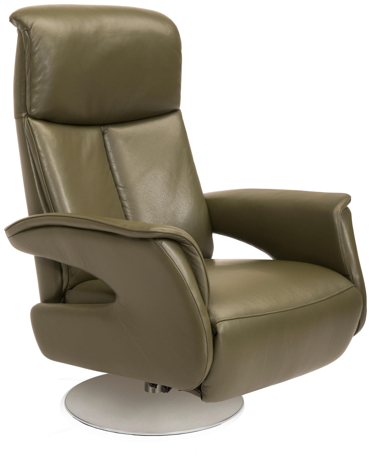 RELAXSESSEL in Leder Dunkelgrün  - Chromfarben/Dunkelgrün, Design, Leder/Metall (78/108/89cm) - Welnova