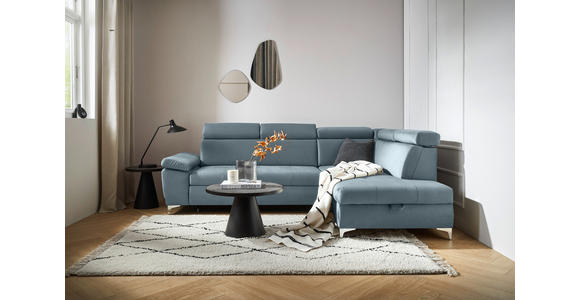 ECKSOFA in Mikrofaser Hellblau  - Chromfarben/Hellblau, KONVENTIONELL, Textil/Metall (271/206cm) - Carryhome