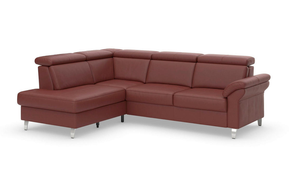 ECKSOFA 194/245 cm ARNGAST E in Echtleder Rotbraun Kopfteilverstellung  194/245 cm  - Chromfarben/Rotbraun, Basics, Leder/Textil (194/245cm) - Sit & More