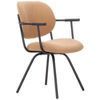 STOL MED ARMSTÖD järn äkta läder pigmenterad  - mörkgul/svart, Modern, metall/läder (56/86/63,5cm) - Novel