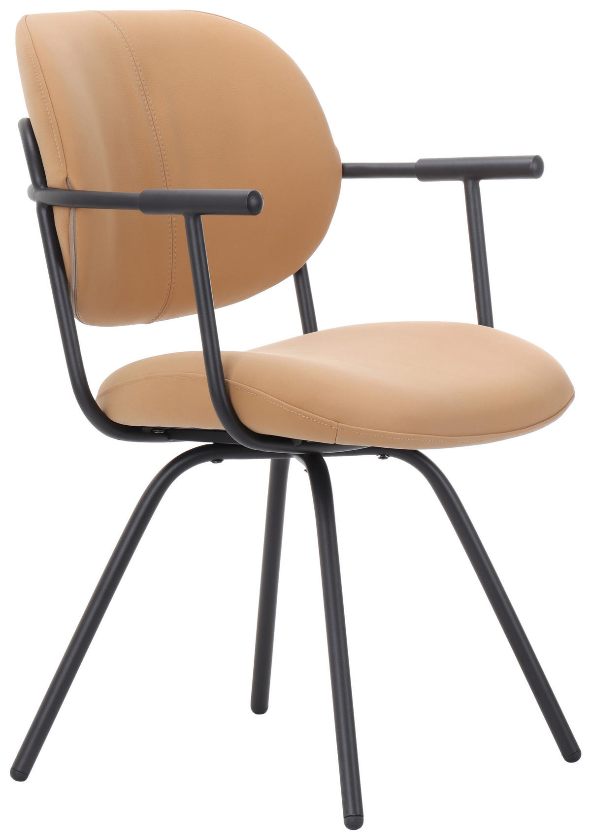 STOL MED ARMSTÖD järn äkta läder pigmenterad  - mörkgul/svart, Modern, metall/läder (56/86/63,5cm) - Novel