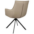 ARMLEHNSTUHL  Sitzfläche 360° drehbar, automatische Rückholfunktion  Echtleder  - Taupe/Schwarz, Design, Leder/Metall (60/89,5/64cm) - Novel