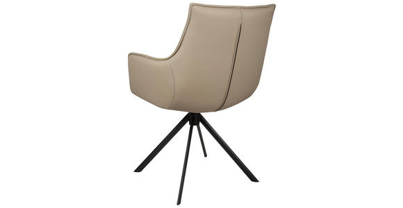 ARMLEHNSTUHL  Sitzfläche 360° drehbar, automatische Rückholfunktion  Echtleder  - Taupe/Schwarz, Design, Leder/Metall (60/89,5/64cm) - Novel