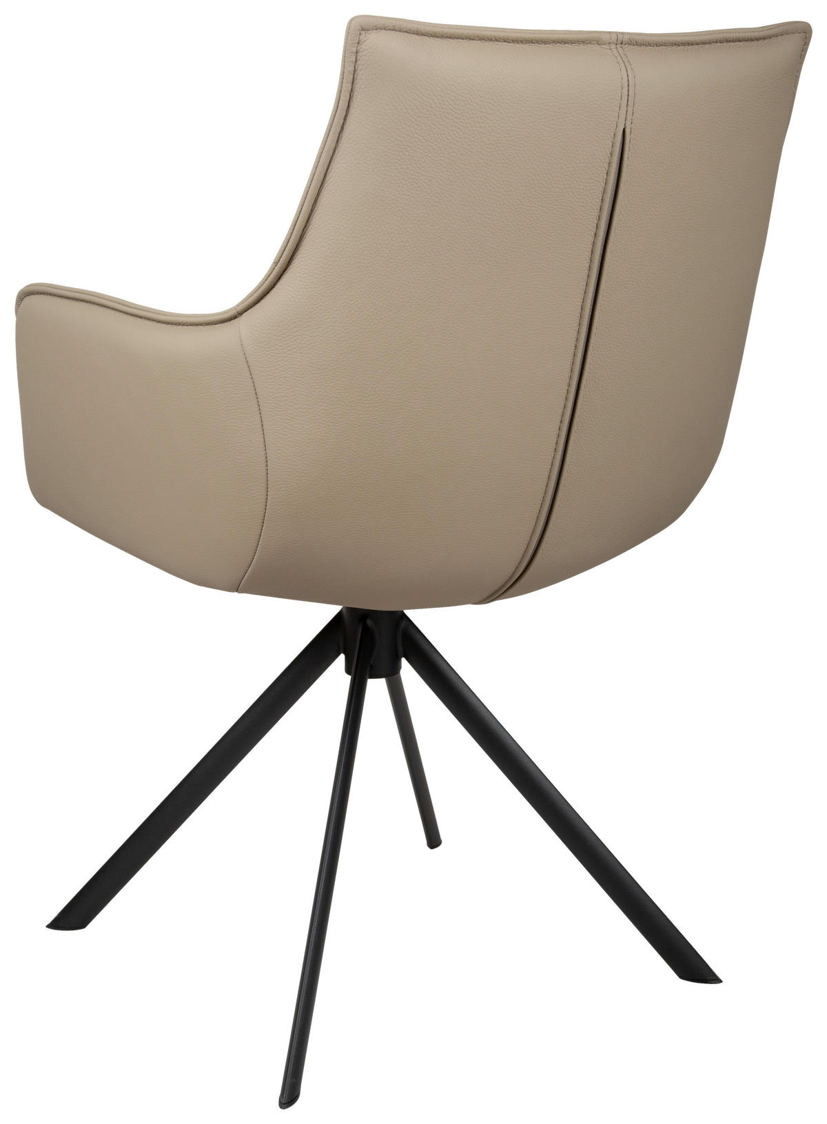 ARMLEHNSTUHL  Sitzfläche 360° drehbar, automatische Rückholfunktion  Echtleder  - Taupe/Schwarz, Design, Leder/Metall (60/89,5/64cm) - Novel