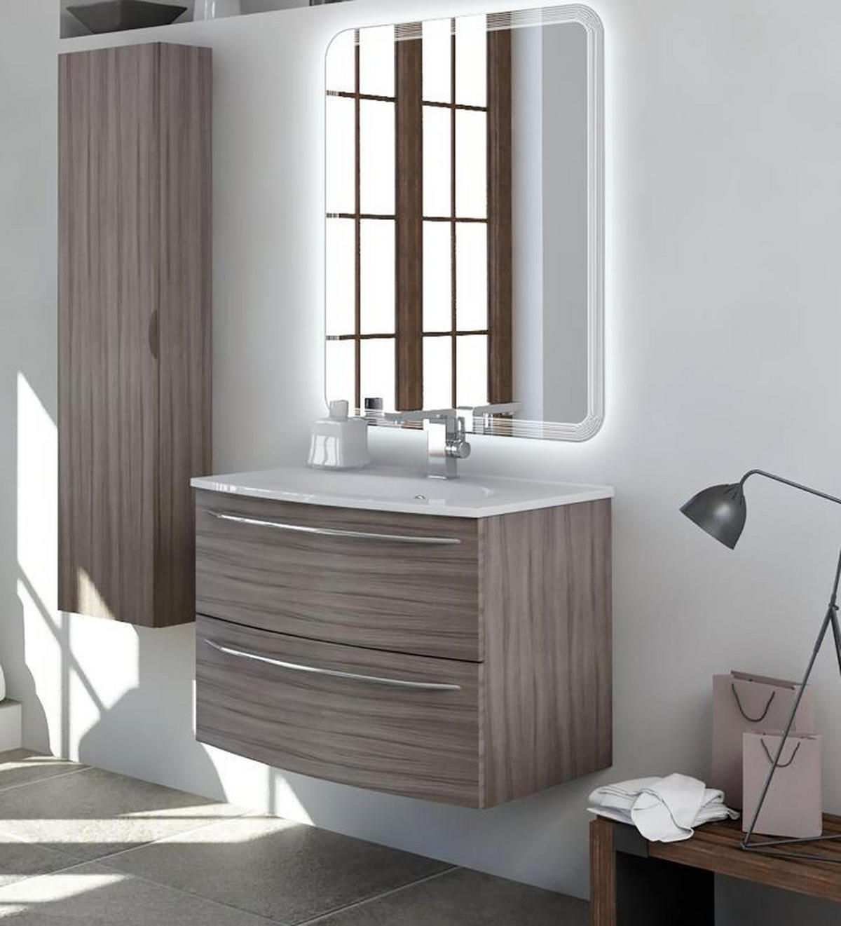 MASCA CHIUVETA BAIE 100/55/54 cm  - argintiu/culoare crom, Basics, metal/material pe bază de lemn (100/55/54cm) - Welnova