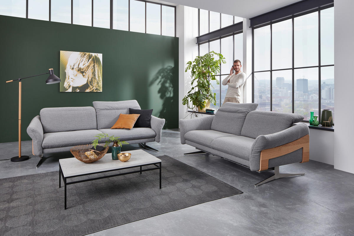 2,5-SITZER in Webstoff Grau  - Anthrazit/Grau, Design, Holz/Textil (193/81/107cm) - Himolla