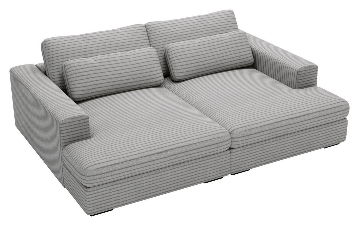 BIGSOFA Cord Grau  - Schwarz/Grau, Design, Textil (218/80/158cm) - home24