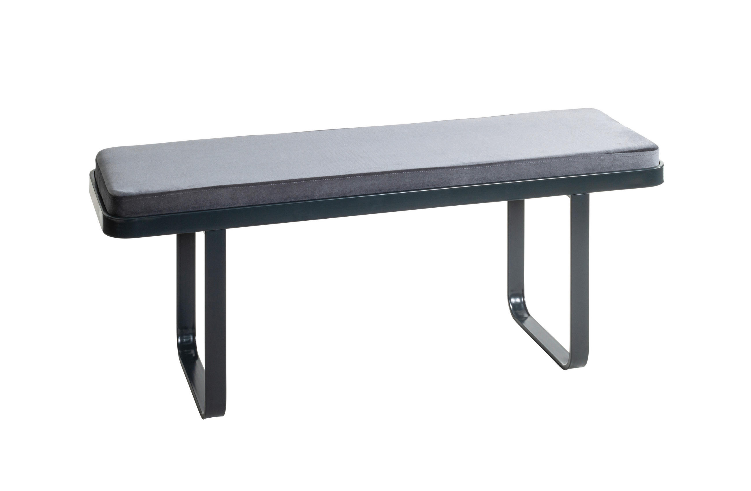 SITZBANK 115/48/36 cm Samt Anthrazit  - Anthrazit, KONVENTIONELL, Textil/Metall (115/48/36cm)