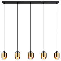 HÄNGELEUCHTE 105/10/150 cm  - Messingfarben/Schwarz, Design, Glas/Metall (105/10/150cm) - Globo