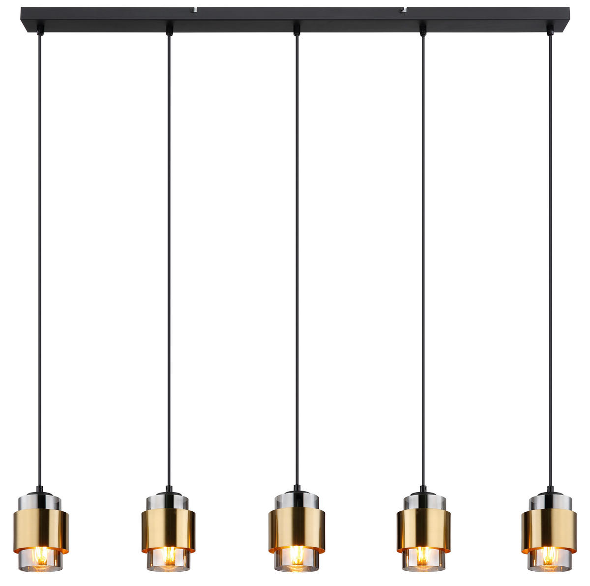 HÄNGELEUCHTE 105/10/150 cm  - Messingfarben/Schwarz, Design, Glas/Metall (105/10/150cm) - Globo