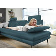 ECKSOFA in Echtleder Blau  180/310 cm  - Blau/Schwarz, Design, Leder/Metall (180/310cm) - Dieter Knoll