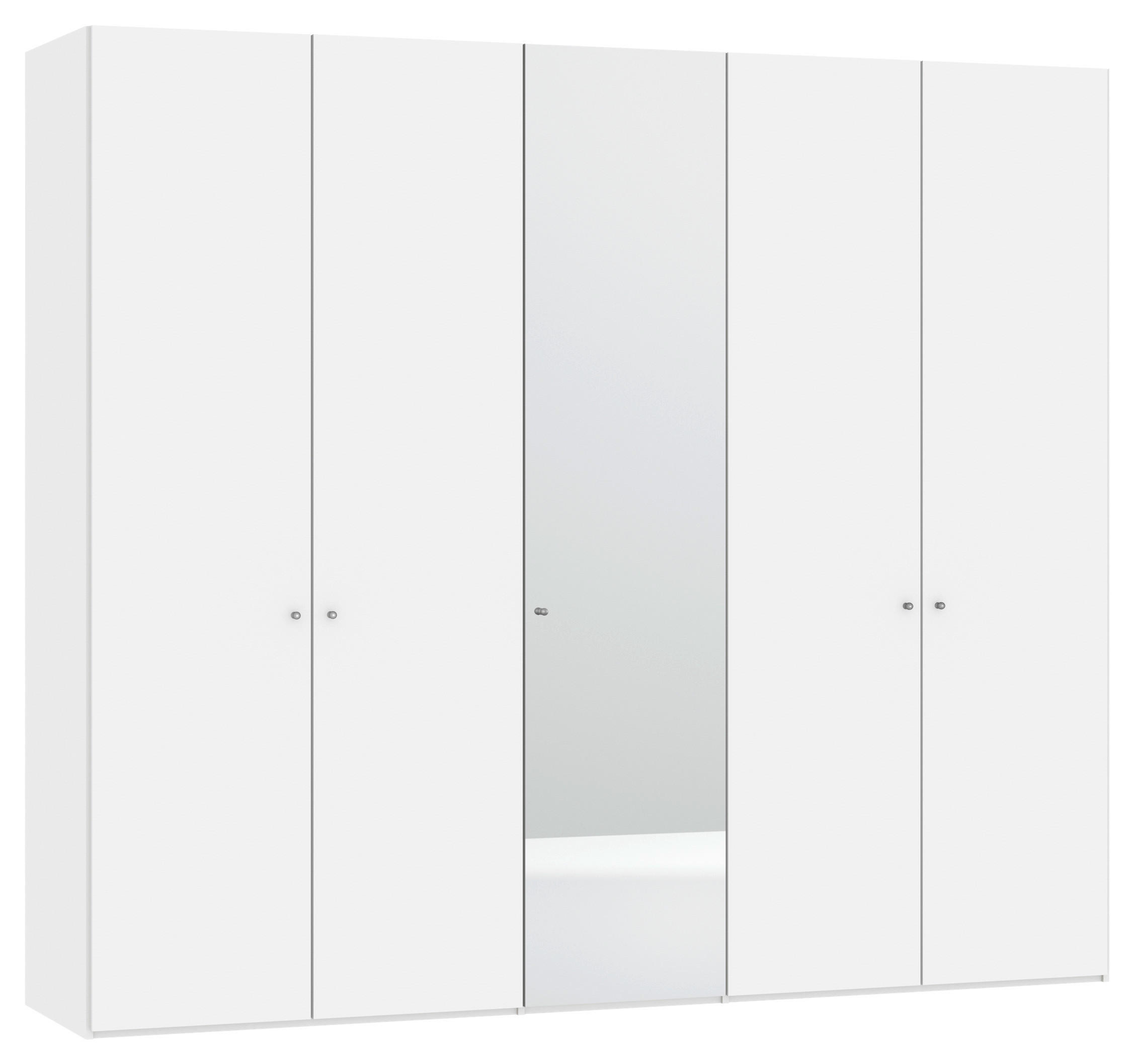 DREHTÜRENSCHRANK 253/220/59 cm 5-türig Weiß  - Silberfarben/Weiß, Design, Glas/Holzwerkstoff (253/220/59cm) - Jutzler