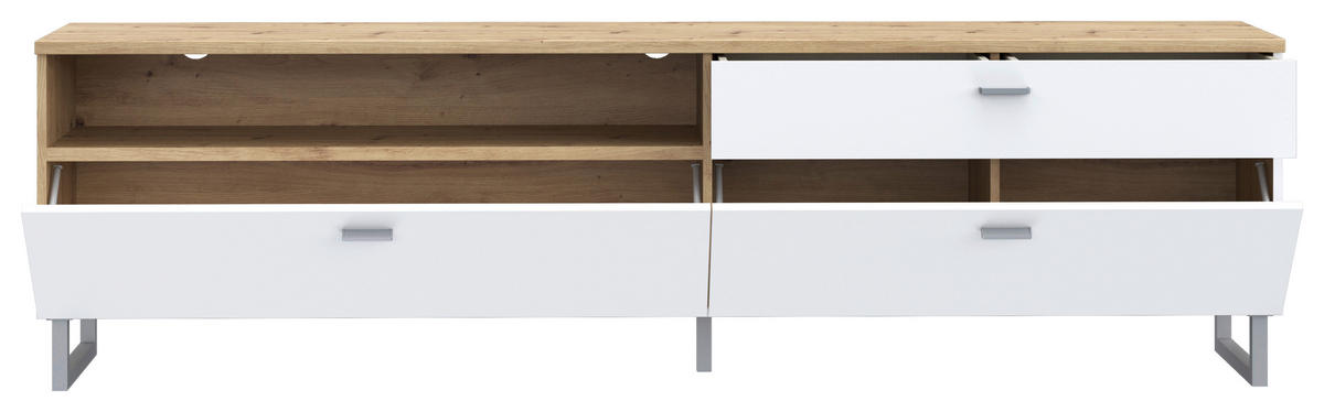 TV-ELEMENT bela, barve hrasta  - barve kroma/siva, Moderno, kovina/leseni material (205,1/57,4/41,3cm) - Hom`in