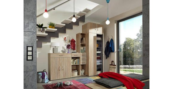 SCHRANK in Eichefarben - Eichefarben/Alufarben, KONVENTIONELL, Holzwerkstoff/Kunststoff (70/185/40cm) - Xora