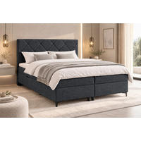 BOXBETT 160/200 cm,  in Anthrazit, Bettkasten, Topper, H3 + H3 = fest  - Anthrazit/Schwarz, MODERN, Holz/Textil (160/200cm) - MID.YOU