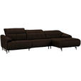 ECKSOFA in Echtleder Dunkelbraun  313/165 cm  - Dunkelbraun/Schwarz, Design, Leder/Metall (313/165cm) - Emilio Belluti