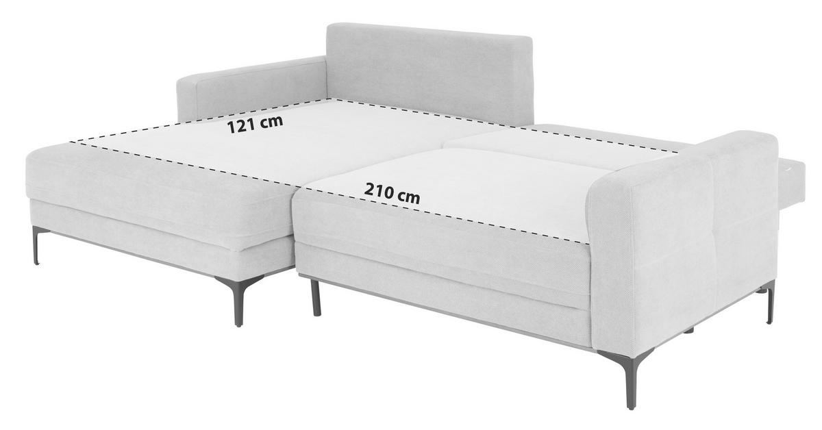 ECKSOFA Anthrazit  - Anthrazit/Schwarz, MODERN, Textil/Metall (162/238cm) - Ondega