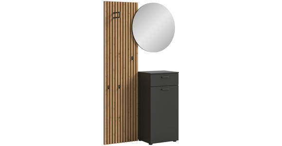GARDEROBE 3-teilig  in 96/192/37 cm  - Dunkelgrau/Eiche Artisan, Design, Holzwerkstoff (96/192/37cm) - Xora