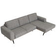 ECKSOFA Grau Struktur Nierenkissen, Kopfstütze  - Schwarz/Grau, Design, Textil/Metall (262/157cm) - Novel