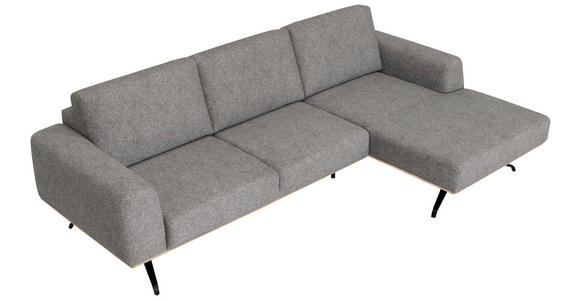 ECKSOFA Grau Struktur Nierenkissen, Kopfstütze  - Schwarz/Grau, Design, Textil/Metall (262/157cm) - Novel