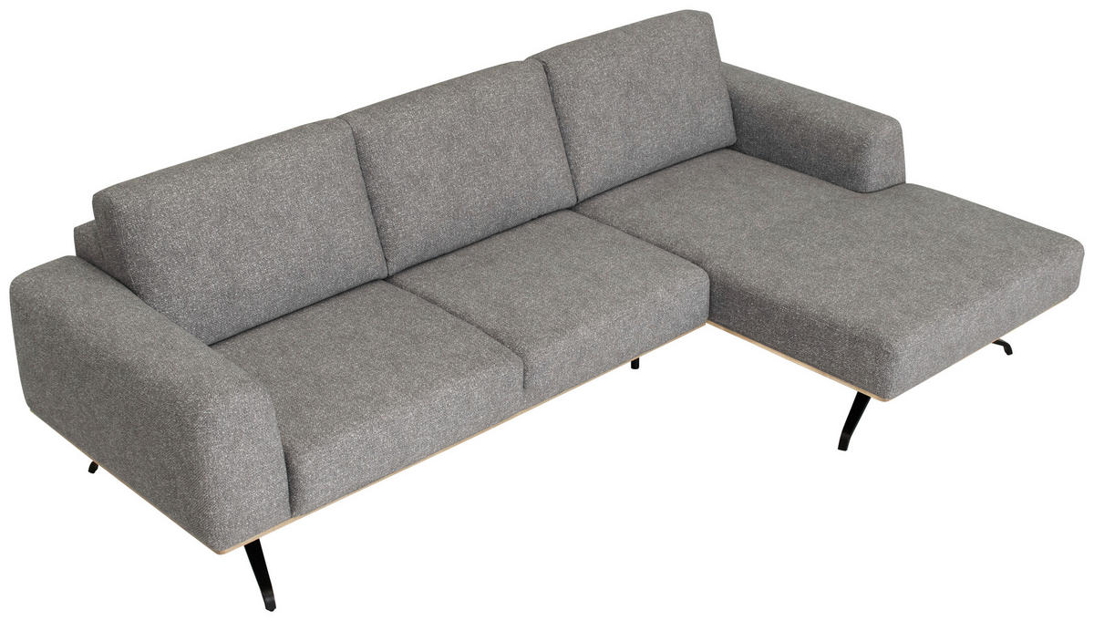 ECKSOFA Grau Struktur  - Schwarz/Grau, Design, Textil/Metall (262/157cm) - Novel