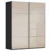 SCHWEBETÜRENSCHRANK  in Schwarz, Champagner  - Champagner/Schwarz, KONVENTIONELL, Glas/Holzwerkstoff (162/223/68cm) - Novel