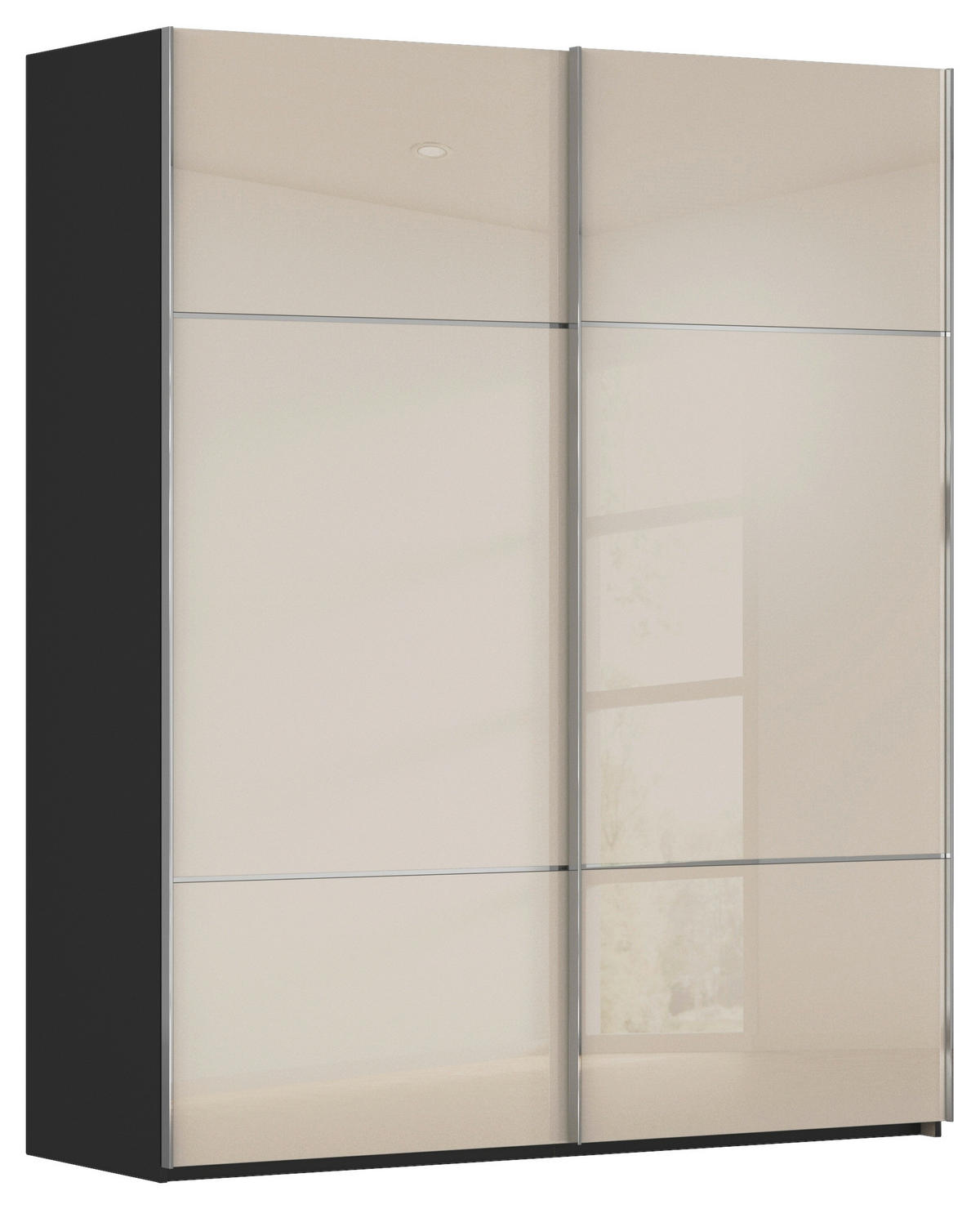 SCHWEBETÜRENSCHRANK  in Schwarz, Champagner  - Champagner/Schwarz, KONVENTIONELL, Glas/Holzwerkstoff (162/223/68cm) - Novel