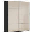 SCHWEBETÜRENSCHRANK 162/223/68 cm 2-türig Schwarz, Champagner  - Champagner/Schwarz, KONVENTIONELL, Glas/Holzwerkstoff (162/223/68cm) - Novel