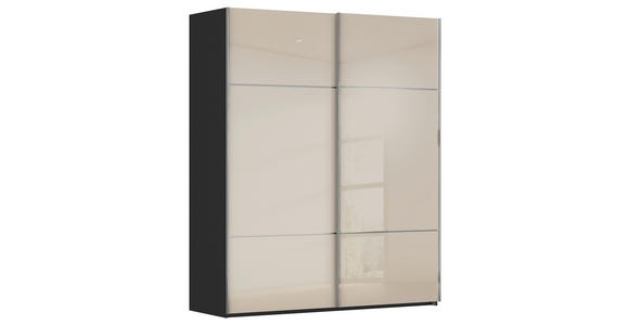 SCHWEBETÜRENSCHRANK 162/223/68 cm 2-türig Schwarz, Champagner - Champagner/Schwarz, KONVENTIONELL, Glas/Holzwerkstoff (162/223/68cm) - Novel