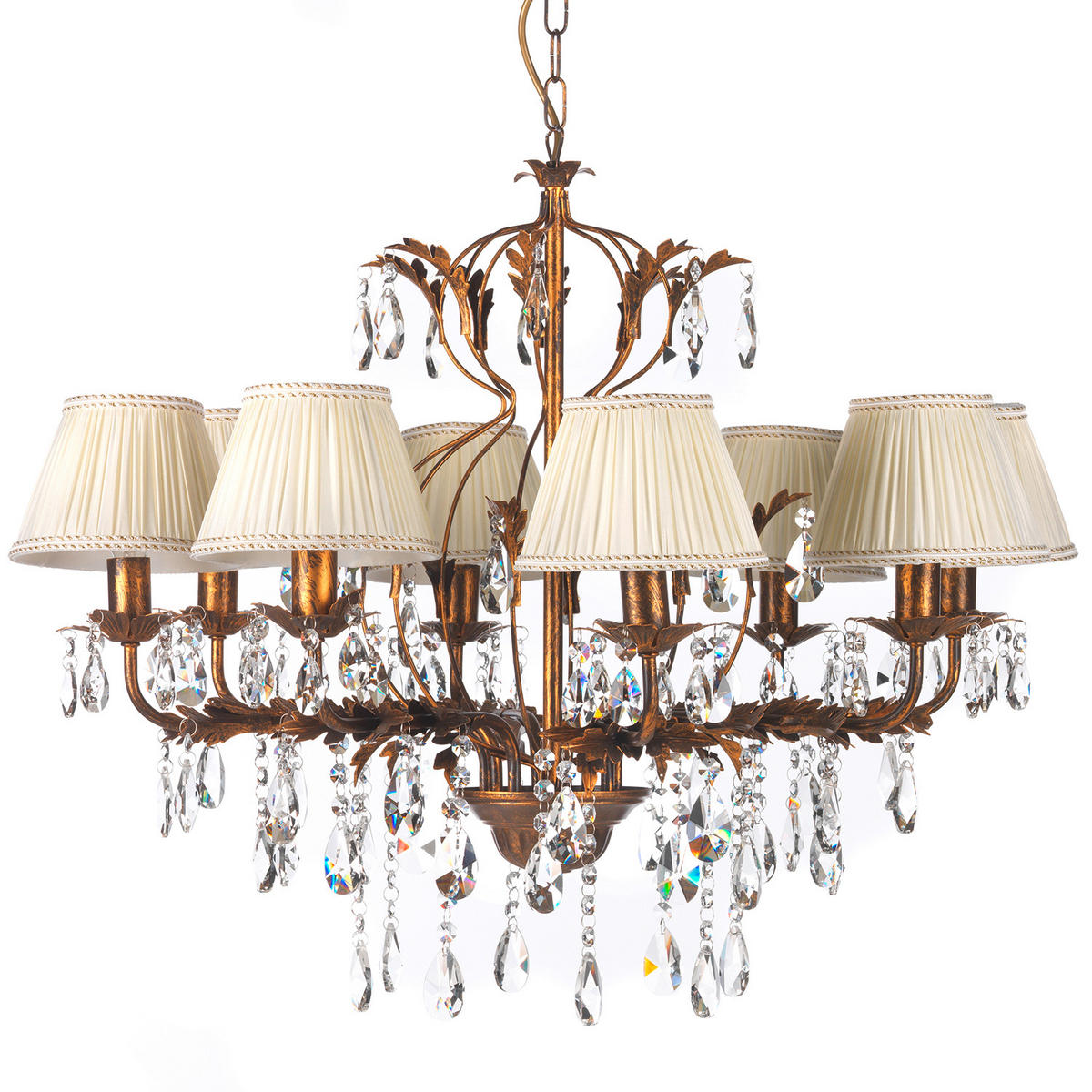 KRISTALL-HÄNGELEUCHTE 80/105 cm   - Bronzefarben, Design, Glas/Metall (80/105cm)
