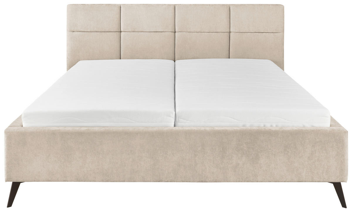 POLSTERBETT 180/200 cm,  in Beige,  - Beige/Schwarz, KONVENTIONELL, Textil/Metall (180/200cm) - SetOne by Musterring