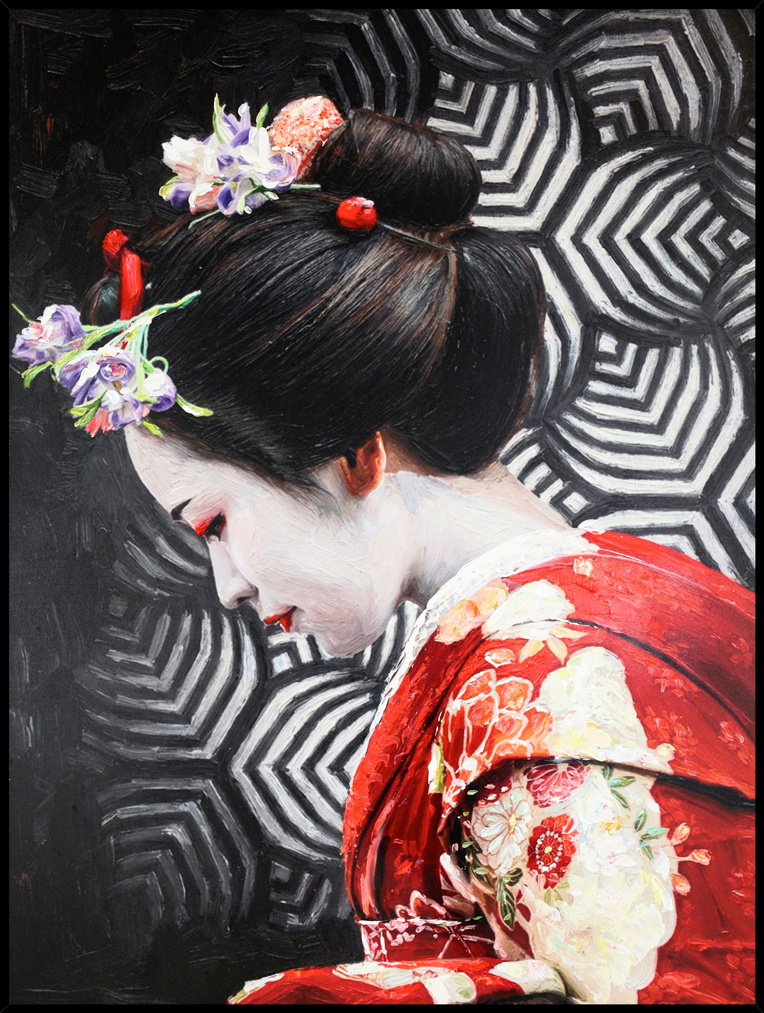 ÖLGEMÄLDE Menschen, Ethno, Frauen 60/80 cm  - Multicolor/Schwarz, Design, Holzwerkstoff/Textil (60/80cm) - Monee