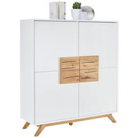 VISOKA KOMODA, bela, barve hrasta  - barve hrasta/bela, Design, leseni material/les (120/133/40cm) - Xora