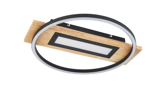 LED-DECKENLEUCHTE 45/50/7,5 cm - Schwarz/Naturfarben, Trend, Holz/Kunststoff (45/50/7,5cm) - Novel