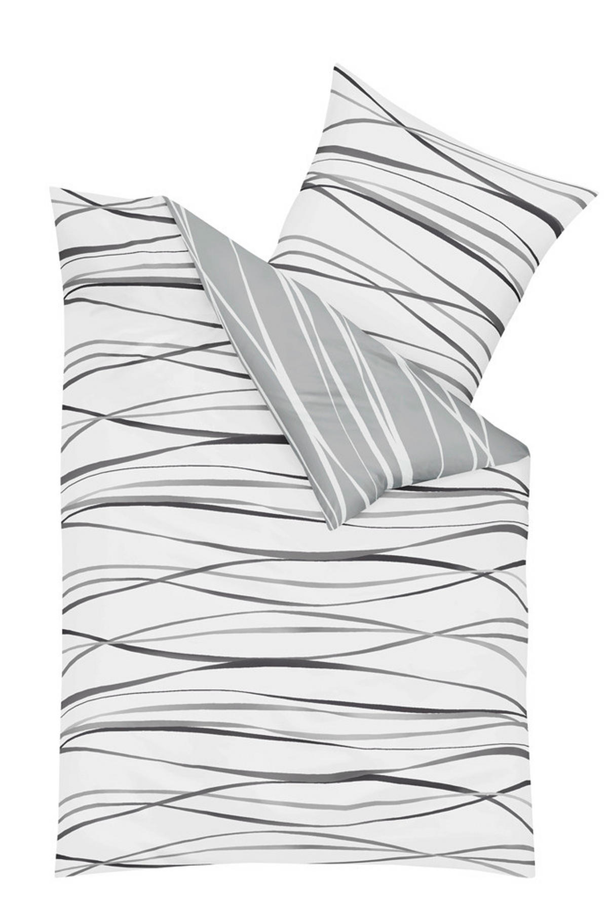 POSTELJNINA MOTION 140/220 cm saten siva, bela  - siva/bela, Konvencionalno, tekstil (140/220cm) - Kaeppel