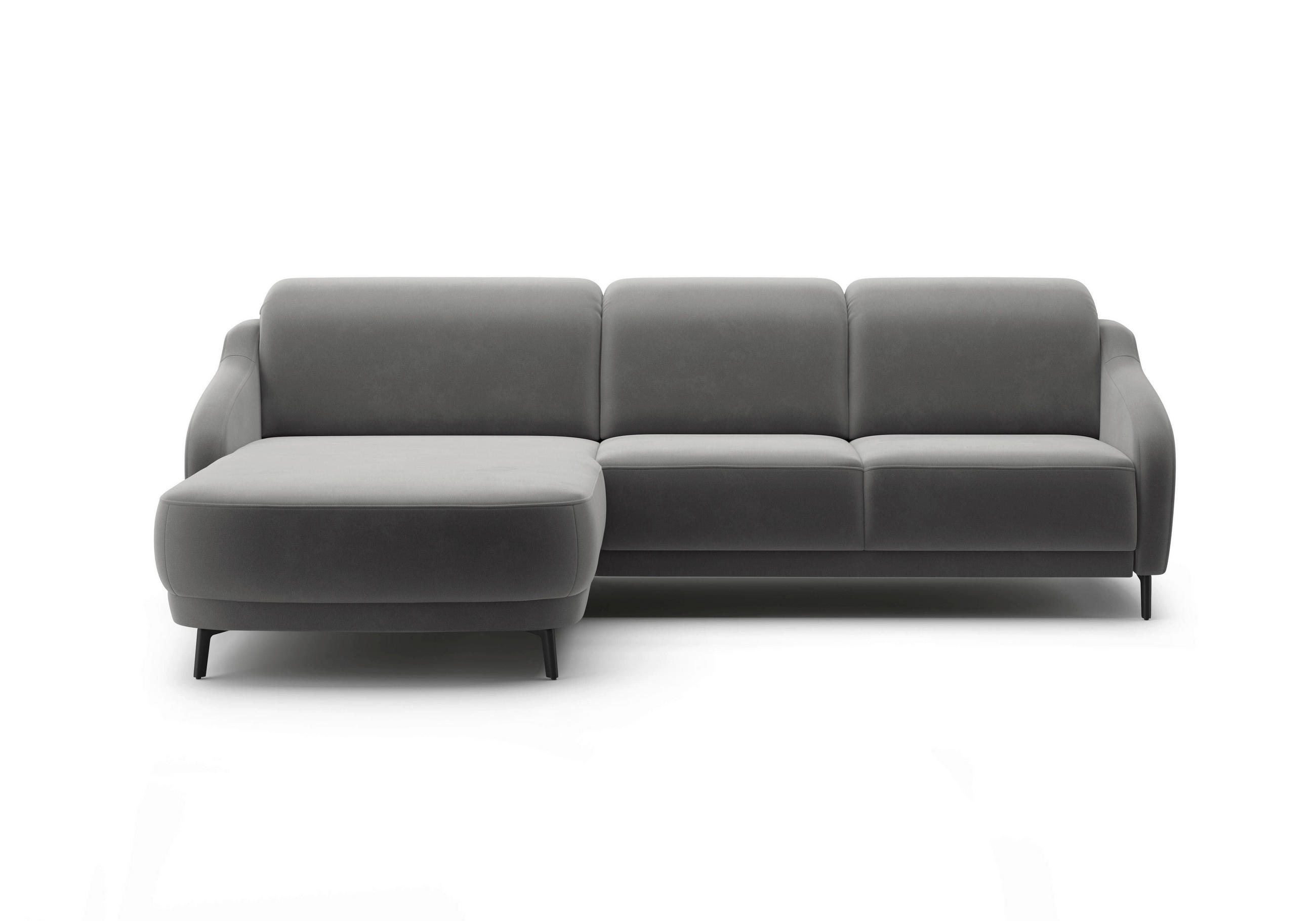 ECKSOFA BLUES V Grau Samt  - Schwarz/Grau, MODERN, Textil/Metall (191/271cm) - Sit & More
