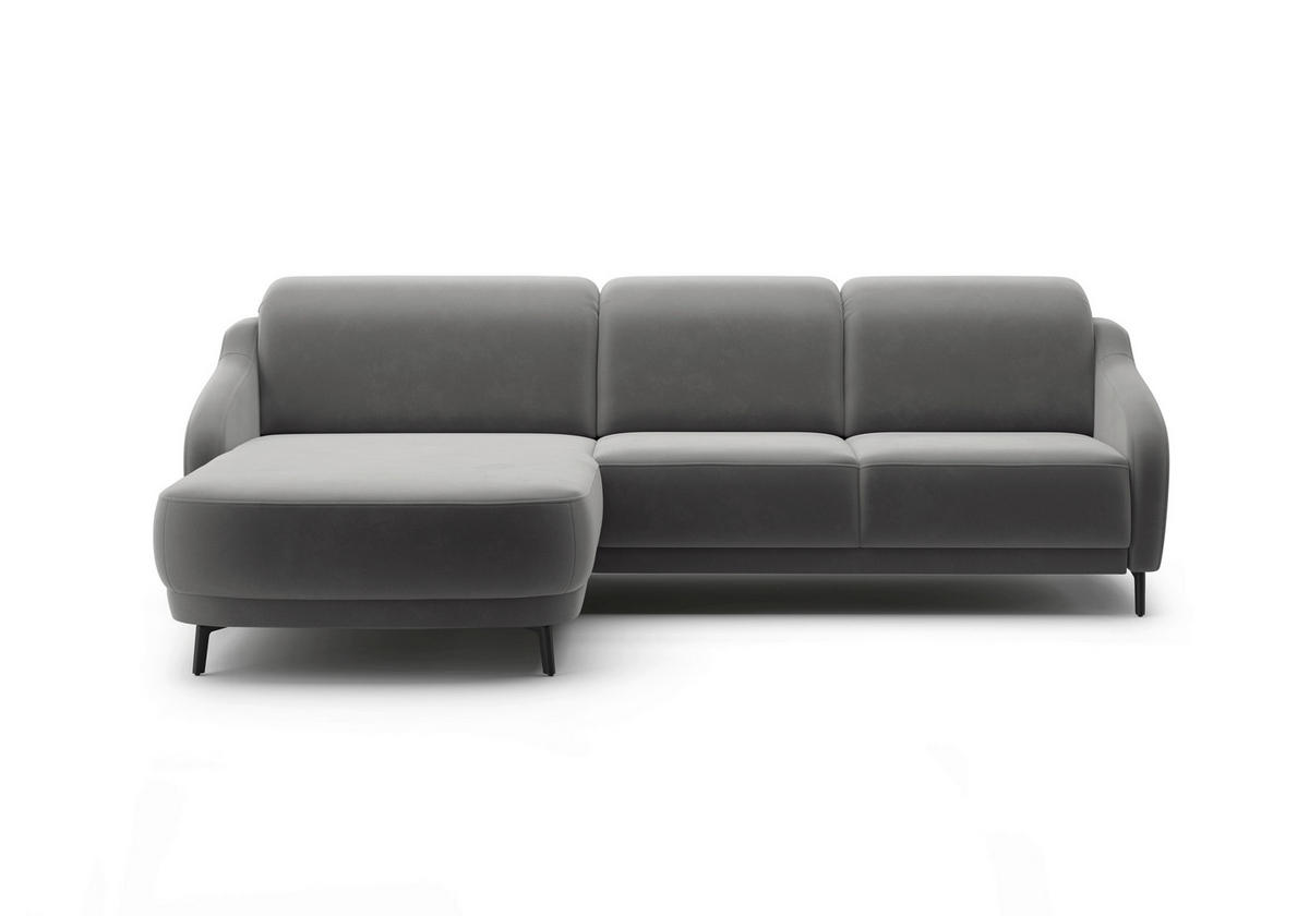 ECKSOFA BLUES V Grau Samt  - Schwarz/Grau, MODERN, Textil/Metall (191/271cm) - Sit & More
