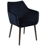 ARMLEHNSTUHL Samt Dunkelblau - Dunkelbraun/Dunkelblau, Trend, Holz/Textil (58/84/58cm) - Ambia Home