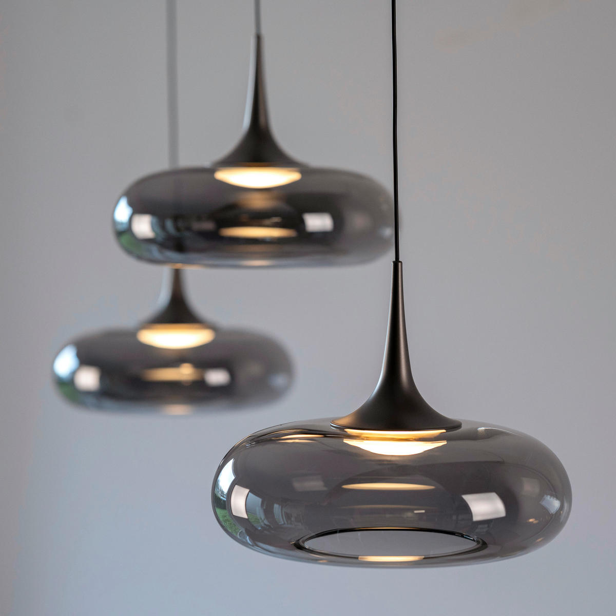 LED-PENDELLEUCHTE 97/22/200 cm  - Grau, Design, Glas/Kunststoff (97/22/200cm) - Schöner Wohnen